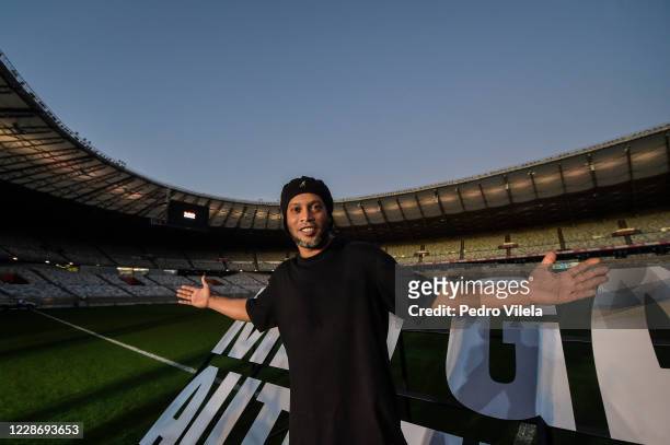 Ronaldinho Gaucho visits the Mineirao stadium on September 24, 2020 in Belo Horizonte, Brazil. It is the first time that the former player appears in...