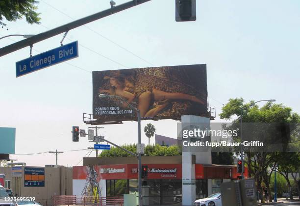 View of the Kylie Cosmetics billboard on Sunset Blvd on September 24, 2020 in Los Angeles, California.