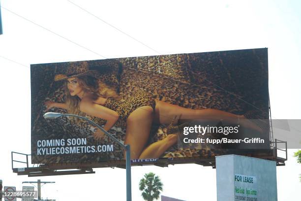 View of the Kylie Cosmetics billboard on Sunset Blvd on September 24, 2020 in Los Angeles, California.