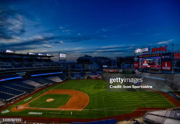 Frame composite High Dynamic Range view during the Philadelphia Phillies versus the Washington Nationals on September 23, 2020 at Nationals Park in...