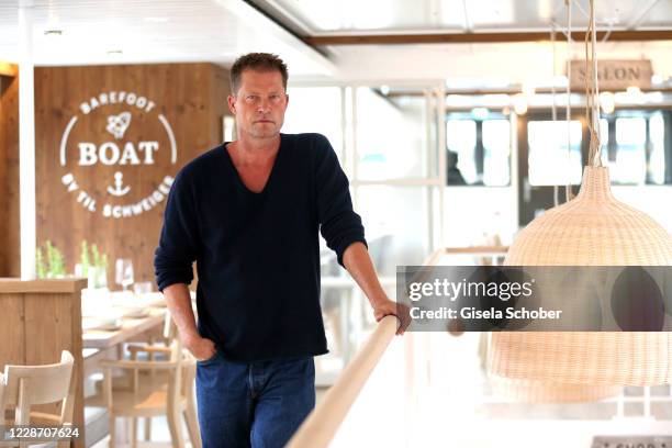 Til Schweiger attends the Barefoot Boat by Til Schweiger pre-opening by Donauschifffahrt Wurm & Noe on September 25, 2020 in Regensburg, Germany.