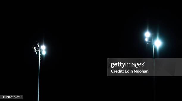 Bray , Ireland - 25 September 2020; A general view of the floodlights at the Carlisle Grounds during the SSE Airtricity League Premier Division match...