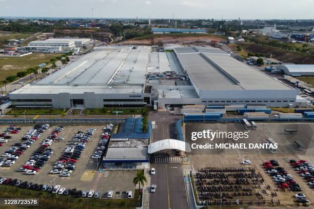 Aerial view of Samsung Electronics factory at the Manaus Duty Free Zone , Amazonas state, Brazil, on September 25, 2020. - Manaus Duty Free Zone is...