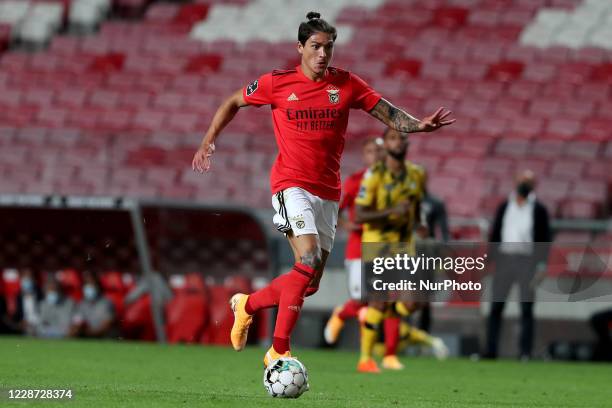 Darwin Nunez of SL Benfica in action during the Portuguese League football match between SL Benfica and Moreirense FC at the Luz stadium in Lisbon,...