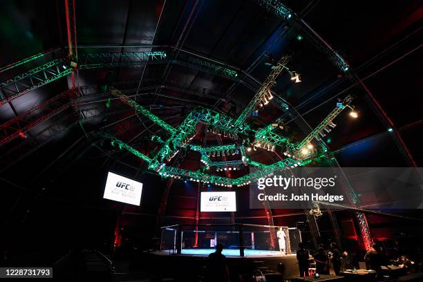 General view of the Octagon prior to UFC 253 inside Flash Forum on UFC Fight Island on September 26, 2020 in Yas Island, Abu Dhabi, United Arab...