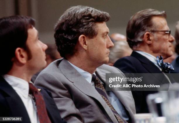 Special Counsel to the Committee John Doar and team appearing on the ABC News coverage of the impeachment hearing for President Richard Nixon.