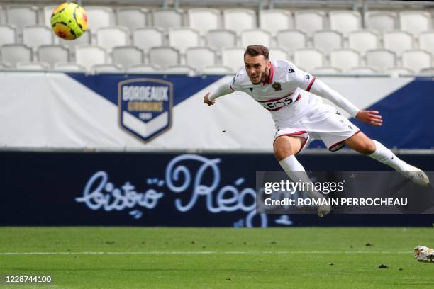 Nice's Algerian forward Amine Gouiri is seen in action during the French L1 football match between Bordeaux and Nice on September 27, 2020 at Matmut...