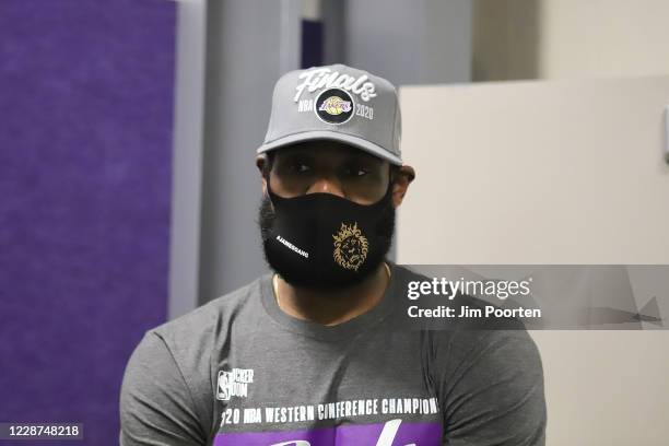 LeBron James of the Los Angeles Lakers after the game against the Denver Nuggets in Game five of the Western Conference Finals of the 2020 Playoffs...