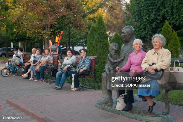 Russian pensioners rest at the Victory Park in the city of Tambov.