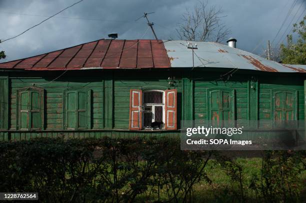 View of an Old wooden house on Kronshtadskaya street.