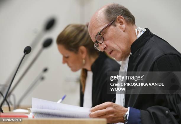 Sabine ten Doesschate and Boudewijn van Eijck, lawyers of Oleg Pulatov, attend the hearing in trial of the Malaysia Airlines flight MH17 on September...