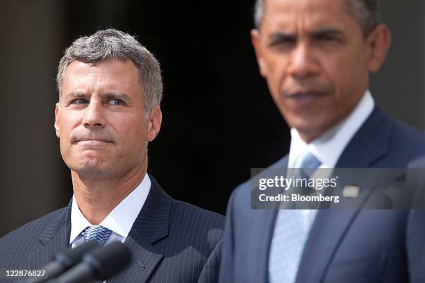 President Barack Obama, right, announces Alan Krueger as a nominee to lead the White House Council of Economic Advisers in the Rose Garden of the...