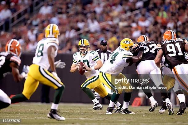 Green Bay Packers QB Matt Flynn in action vs Cleveland Browns during preseason game at Cleveland Browns Stadium. Cleveland, OH 8/13/2011 CREDIT:...