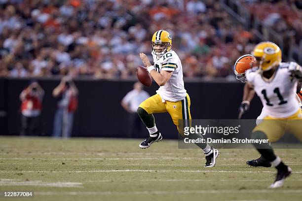 Green Bay Packers QB Matt Flynn in action vs Cleveland Browns during preseason game at Cleveland Browns Stadium. Cleveland, OH 8/13/2011 CREDIT:...