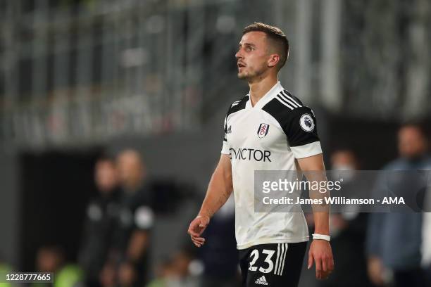 Joe Bryan of Fulham during the Premier League match between Fulham and Aston Villa at Craven Cottage on September 28, 2020 in London, United Kingdom.
