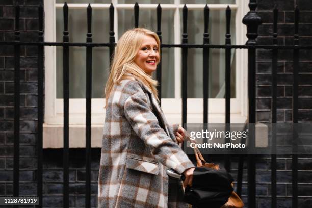 Esther McVey, Conservative Party MP for Tatton, leaves a meeting at 11 Downing Street, official residence of Chancellor of the Exchequer Rishi Sunak,...