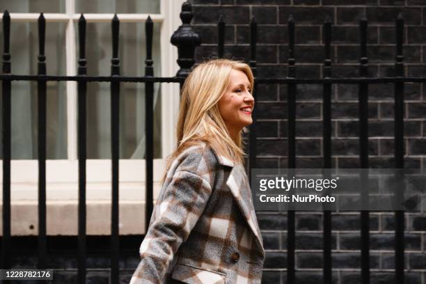 Esther McVey, Conservative Party MP for Tatton, leaves a meeting at 11 Downing Street, official residence of Chancellor of the Exchequer Rishi Sunak,...