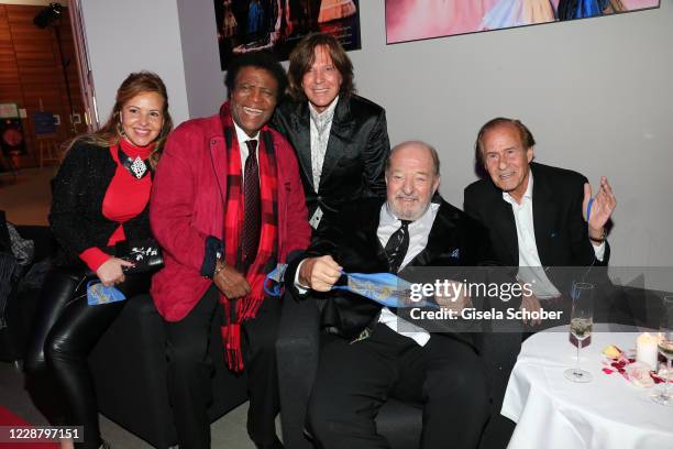 Singer Roberto Blanco and his wife Luzandra Strassburg , Juergen Drews, Ralph Siegel and Michael Holm during the 75th birthday party of Ralph Siegel...