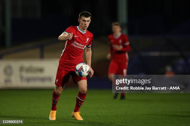 Ben Woodburn of Liverpool U21 during the EFL Trophy Northern Group D fixture between Tranmere Rovers and Liverpool U21 at Prenton Park on September...