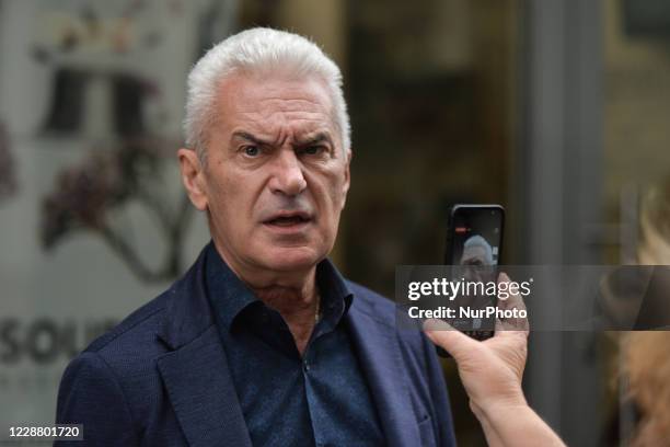 Volen Siderov, a Bulgarian politician and chairman of the nationalist party Attack, speaks to media next to the Capital Directorate of Interior in...