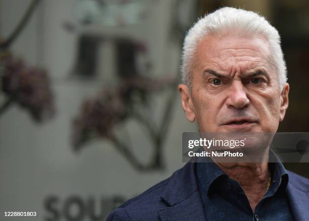Volen Siderov, a Bulgarian politician and chairman of the nationalist party Attack, speaks to media next to the Capital Directorate of Interior in...