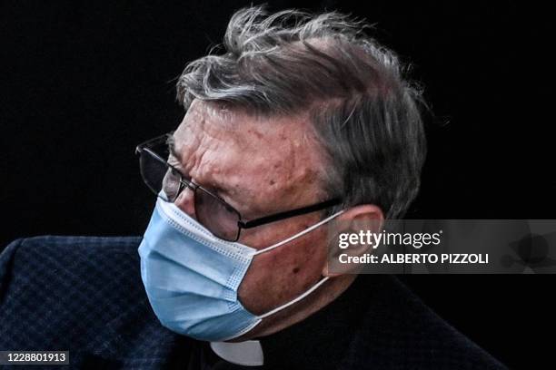 Australian Cardinal George Pell gets into a car after landing at Rome's Fiumicino airport on September 30 returning for the first time since being...