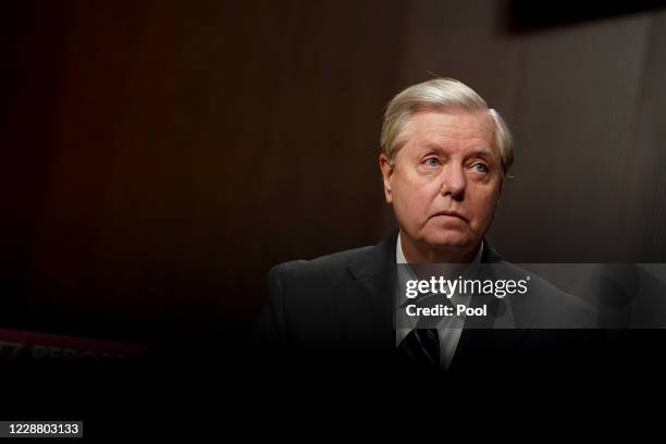 Chairman of the Senate Judiciary Committee Sen. Lindsey Graham , waits to begin a hearing on Wednesday, September 30, 2020 on Capitol Hill in...