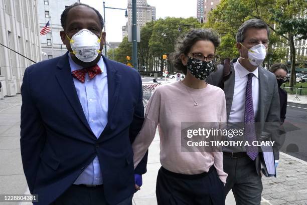 Clare Bronfman arrives at US District court in Brooklyn, New York on September 30, 2020 to be sentenced for her role in NXIVM, a group that...