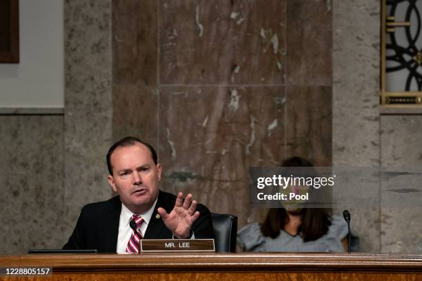 Sen. Mike Lee , speaks during a hearing on Wednesday, September 30, 2020 on Capitol Hill in Washington, DC. The committee is exploring the FBI's...