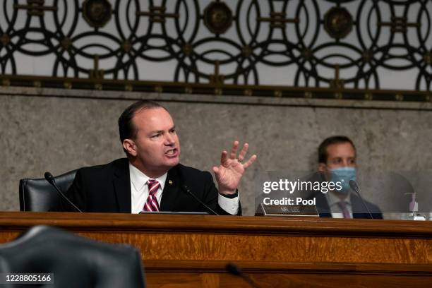 Sen. Mike Lee , speaks during a hearing on Wednesday, September 30, 2020 on Capitol Hill in Washington, DC. The committee is exploring the FBI's...