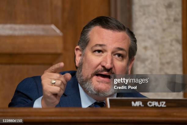 Sen. Ted Cruz questions former FBI Director James Comey, who was appearing remotely, at a hearing of the Senate Judiciary Committee on September 30,...