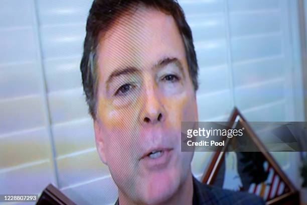 Former director of the Federal Bureau of Investigation James Comey, testifies via videoconference during a Senate Judiciary Committee hearing on...