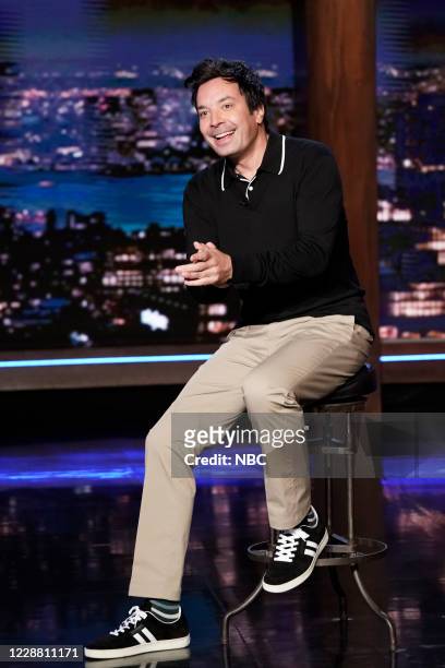 Episode 1327A -- Pictured: Host Jimmy Fallon delivers the monologue on September 29, 2020 --