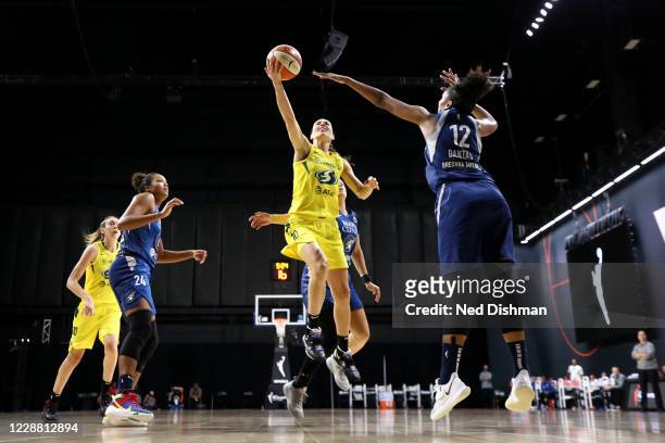 Sue Bird of the Seattle Storm shoots the ball against the Minnesota Lynx in Game Three of the Semifinals of the 2020 WNBA Playoffs on September 27,...