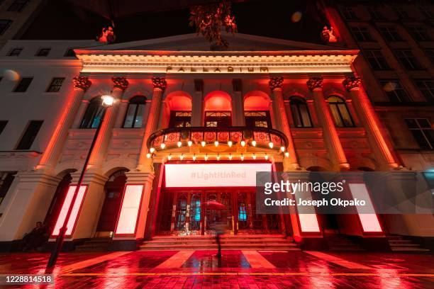 The London Palladium lit up in red as part of the #Lightitred campaign on September 30, 2020 in London, England. Venues across the UK turn their...