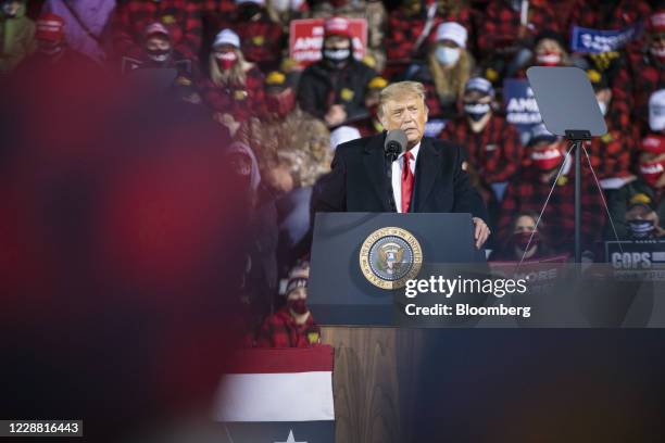 President Donald Trump speaks during a 'Make America Great Again' rally in Duluth, Minnesota, U.S., on Wednesday, Sept. 30, 2020. Trump signed an...