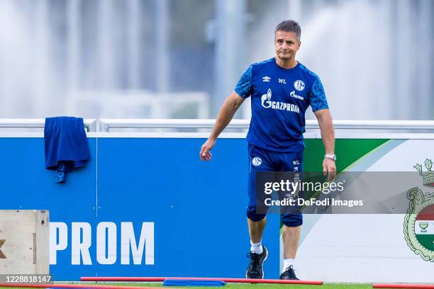 Athletics head coach Werner Leuthard of FC Schalke 04 looks on during the Training of FC Schalke 04 at Parkstadion on September 30, 2020 in...