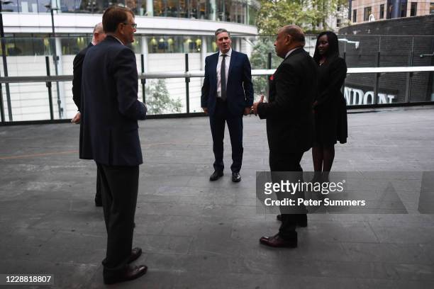 Sir Keir Starmer, Leader of the Labour Party, arrives at the Museum Of London on October 1, 2020 in London, England. Sir Starmer and the Shadow...