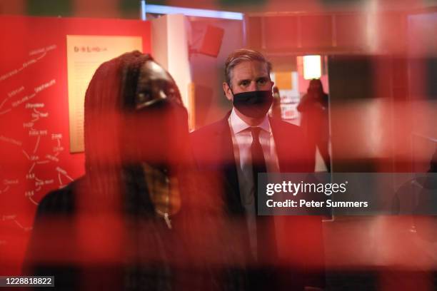 Sir Keir Starmer, Leader of the Labour Party, and Marsha de Cordova, Shadow Equalities Minister, at the Museum Of London on October 1, 2020 in...