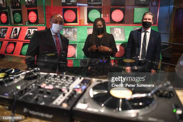 Sir Keir Starmer, Leader of the Labour Party, and Marsha de Cordova, Shadow Equalities Minister, are seen in front of turn tables at the Museum Of...