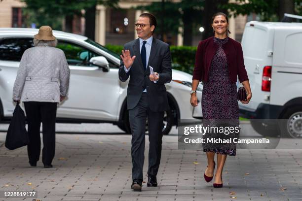 Crown Princess Victoria and Prince Daniel of Sweden visit the Maxim Theater on October 1, 2020 in Stockholm, Sweden. The Maxim Theater is one of the...