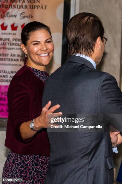 Crown Princess Victoria and Prince Daniel of Sweden visit the Maxim Theater on October 1, 2020 in Stockholm, Sweden. The Maxim Theater is one of the...