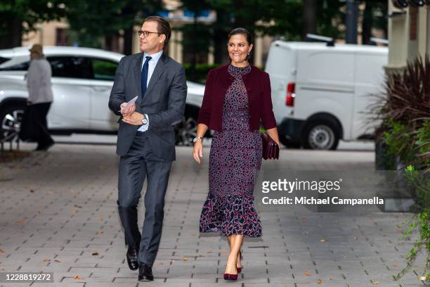 Crown Princess Victoria and Prince Daniel of Sweden visit the Maxim Theater on October 1, 2020 in Stockholm, Sweden. The Maxim Theater is one of the...