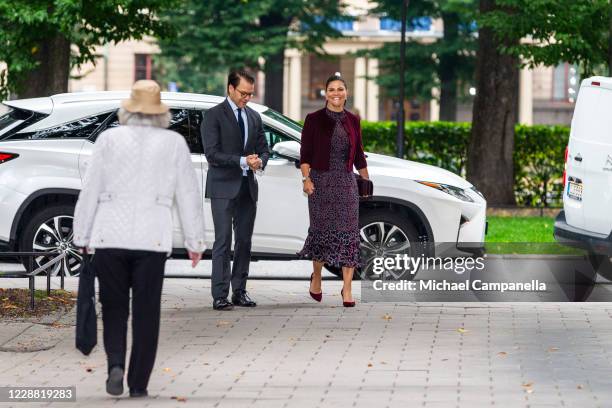 Crown Princess Victoria and Prince Daniel of Sweden visit the Maxim Theater on October 1, 2020 in Stockholm, Sweden. The Maxim Theater is one of the...