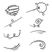 hand drawn doodle wind collection illustration cartoon manga style vector