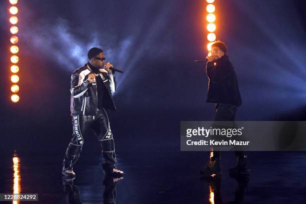 In this image released on October 1, Mustard and Roddy Ricch perform onstage during Rihanna's Savage X Fenty Show Vol. 2 presented by Amazon Prime...