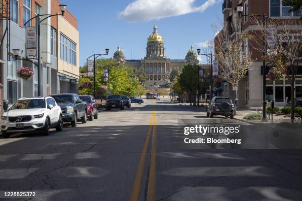 The State Capitol in Des Moines, Iowa, U.S., on Wednesday, Sept. 30, 2020. The Biden campaign says its buying ad time in Iowa in hopes of picking up...
