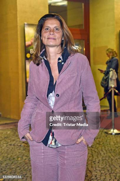 Sarah Wiener attends the "Unser Boden. Unser Erbe" premiere at Kino Babylon on October 1, 2020 in Berlin, Germany.