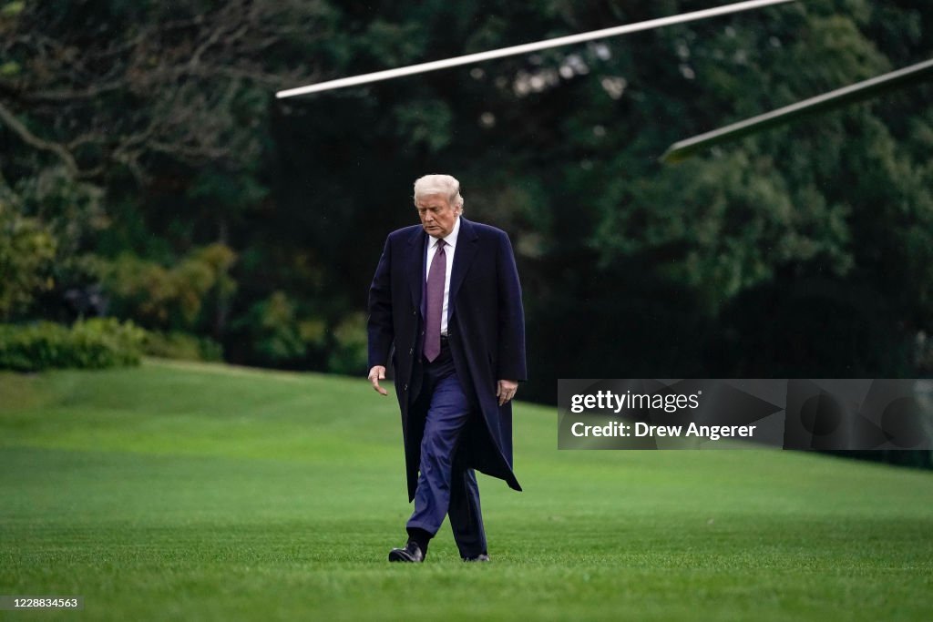 President Trump Returns To The White House From NJ