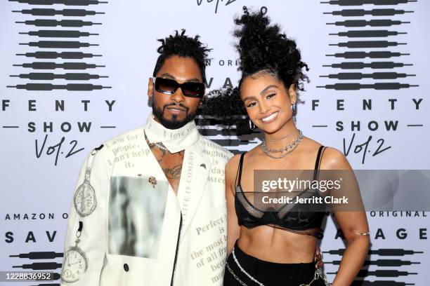 In this image released on October 2, Miguel and Nazanin Mandi attend Rihanna's Savage X Fenty Show Vol. 2 presented by Amazon Prime Video at the Los...